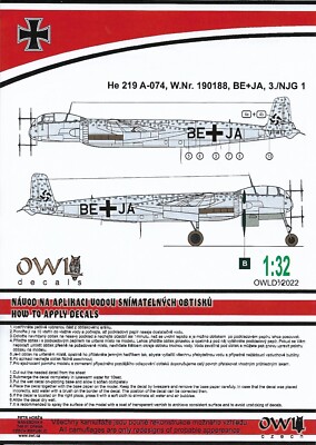 OWLD32022 OWL Decals 1:32 Heinkel He-219A-074 NJG 1