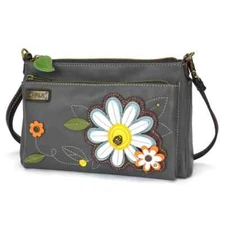 New Chala Deluxe Crossbody Bag Vegan RFID Blocking DAISY Gray gift Travel