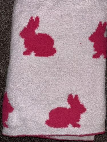 NEW Easter Bunny Blanket WHITE PINK 50” X 70” The Farmhouse By Rachel Ashwell - Picture 2 of 3