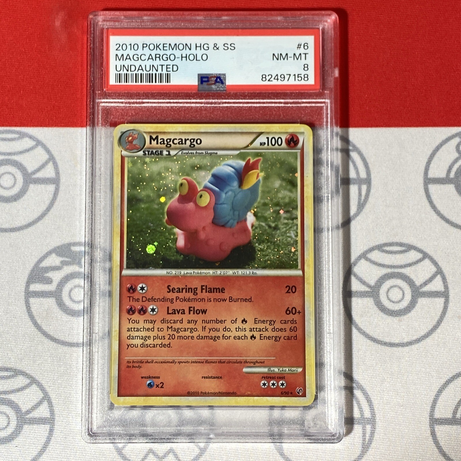 PSA 8 NM/MT Magcargo Holo 6/90 Pokemon 2010 HG & SS Undaunted Card 7158