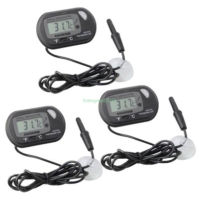 3 pcs LCD Digital Fish Aquarium Thermometer Water Black FREE Extra Batteries
