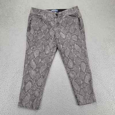 Democracy Jeans Womens 12 Gray Ab Solution Snakeskin Stretch Denim Skinny Ankle