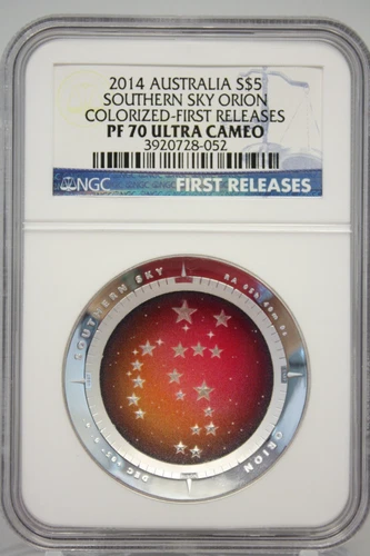 2014 Australia $5 Southern Sky ORION Colorized Silver Coin NGC PF 70 UCAMEO FR