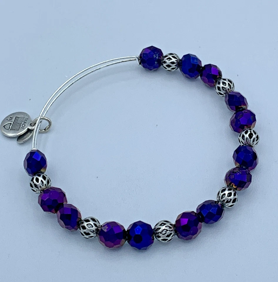 Pulsera Alex And Ani Tono Plata Azul y Púrpura Cristal Cuentas 387 Foto 2 de 3