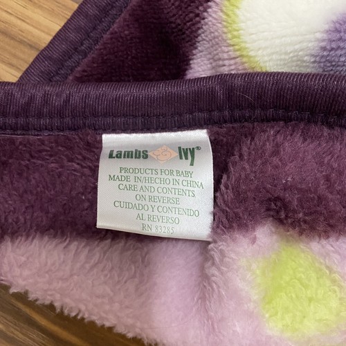 Lambs Ivy Baby Blanket Purple Ladybug Butterfly Flowers Fleece Plush - Picture 5 of 6
