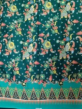 Indonesian Batik Sarong Cotton with Floral Design Color Based Green  Stitched 