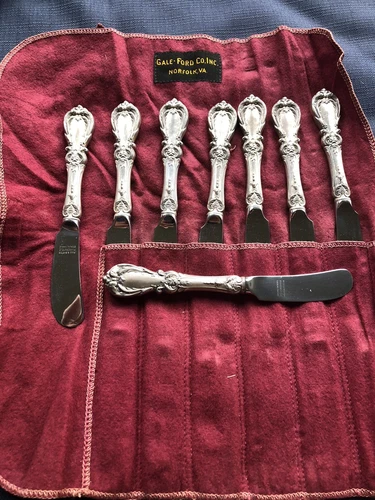 Burgundy Sterling by Reed & Barton 8 Butter Spreaders 6.5"