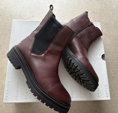 Geox Damenstiefelette Gr. 40, Iridea Weinrot, Sehr Guter Zustand Leder