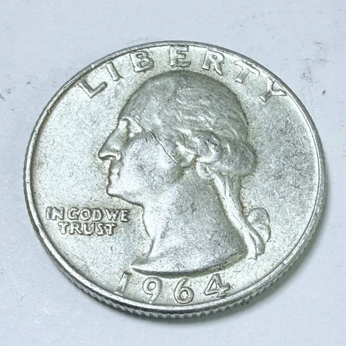 1964 SILVER WASHINGTON QUARTER  90% SILVER CIRCULATED COIN FREE SHIP #7592