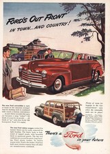 1946 Ford Convertible Out Front In Town And Country S Vintage Print Ad 1946 Ford Convertible Out Front In Town And Country S Vintage Print Ad