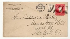 USA 1904 Postal Cover HERING & FULLER HYDRAULIC & SANITARY EXPERTS NEW YORK