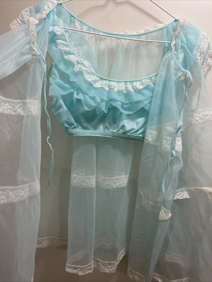 Vintage Rare  60s Sexy Short  Sweet Sheer & Lace Cover Nighty Matching Bralette - Image 3 of 4