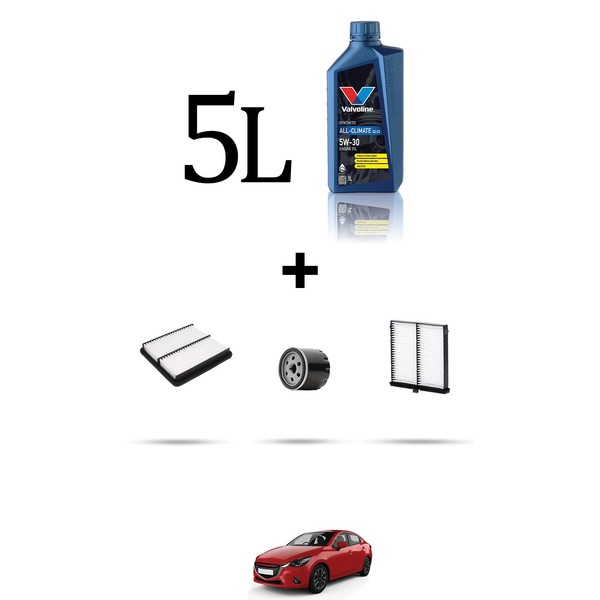 Hoffcar Wartungsset 3 Filter Und 5L ÖL FüR Mazda 2 (Dl) Skyactiv-G 90 66Kw-image
