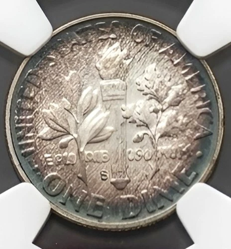 1961 Roosevelt Dime NGC PF66 Proof Silver 10C – Attractive Rainbow Toned Reverse