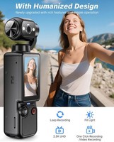W&O 2.5K HD Handheld Pocket Camera 180° Rotating Mini Portable Camera +32GB Card