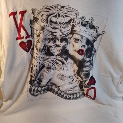 Teelocity Men's Playing Card Skeleton King and Queen T-Shirt 2XL