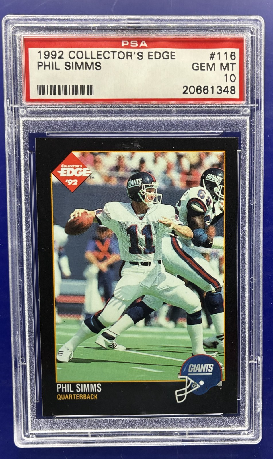 1992 Collector's Edge Phil Simms #116 PSA 10 Giants HOF Football Pop 3