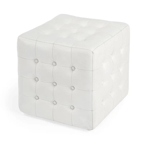 Butler Leon White Leather Ottoman - Picture 1 of 8