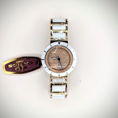 Oniss Paris Women's Wrist Watch White, Rose Gold, Decorative Stone Dial (ON7262)