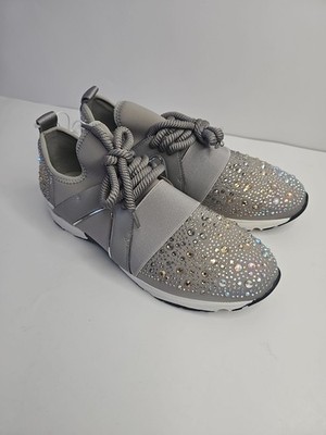 Carvela Women's Lament Bling Embellished Sneakers  Gray Size 38.5