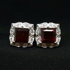 World Class 2.70ctw Garnet & White Sapphire 925 Sterling Silver Stud Earrings — photo 3