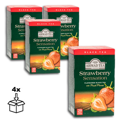 Ahmad Tea Schwarzer Tee, mit Erdbeergeschmack, 20 x 2g Teebeutel, 4 x 40g