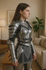 Medieval Armor Set Steel Breastplate Chainmail LARP Costume Handmade Women's