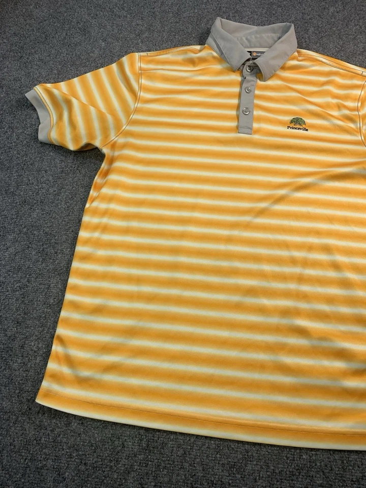 Camisa Callaway Para Hombre Grande Naranja Rayas Manga Corta Polo Golf Informal Foto 3 de 4
