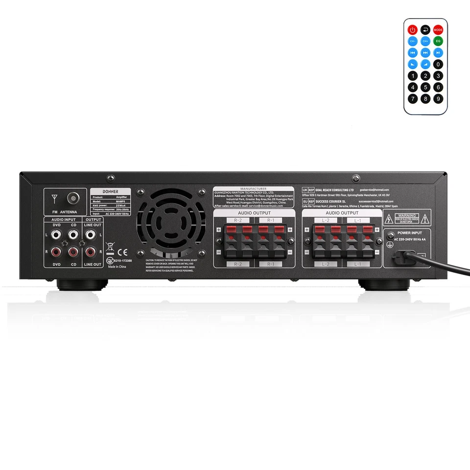 ♬Donner 4 Channel Amplifier Bluetooth Stereo Audio Home Amp 4 CH 440W Peak Power - Image 3 of 4