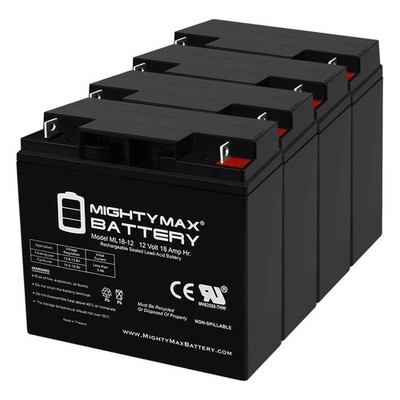 Mighty Max 4 Pack - ML18-12 - 12V 18AH Replacement for Universal Battery UB12180