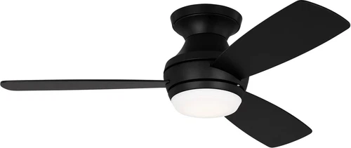 Ikon 44" Dimmable LED Hugger Ceiling Fan, Remote & Reversible Motor, Black - Picture 1 of 2