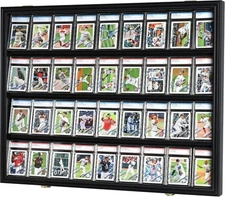 DisplayGifts Pro-Collector's 36 Graded Sports Card Display Case Black Finish 
