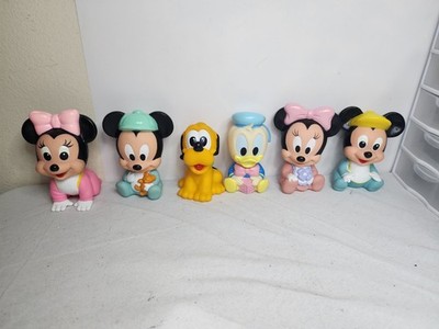 (6) 1984 Arco Disney Characters Rubber Figure Baby Mickey Minnie Donald Pluto 