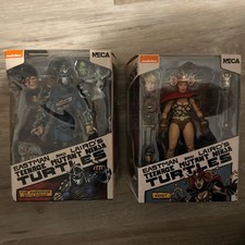 NECA TMNT Mirage Comics Renet  Brown and Red  And Battle Damaged Shredder  Blue