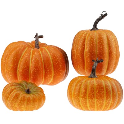 4 PCS Fake Pumpkins Artificial Vegetable Fall Autumn Halloween Christmas Deco...