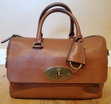 Auth Mulberry Small Del Rey Oak Brown Leather Handbag Classic Design G2U