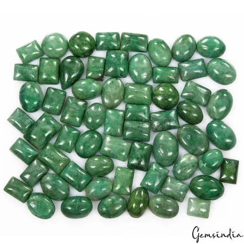 590 Cts/62 Pcs Natural Brazilian Green Emerald Mixed Cab Loose 11mm To 19mm Gems