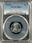 1943-S  1C  Lincoln Wheat One Cent  PCGS MS66  58318903