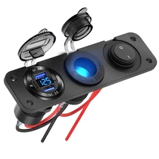 12V USB Outlet Marine Switch Panel with Dual QC3.0 Ports  Voltmeter