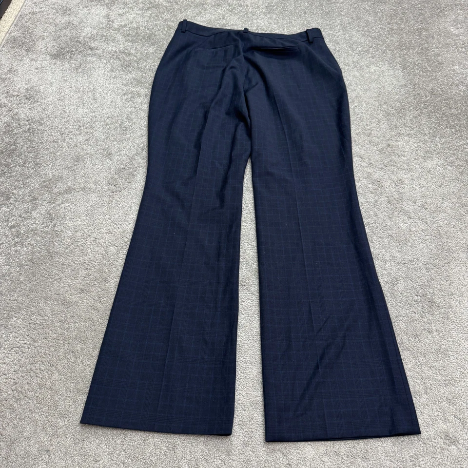 Pantalones de vestir Brooks Brothers Explorer pierna acampanada pantalones para mujer 12 azul marino a cuadros Foto 2 de 4