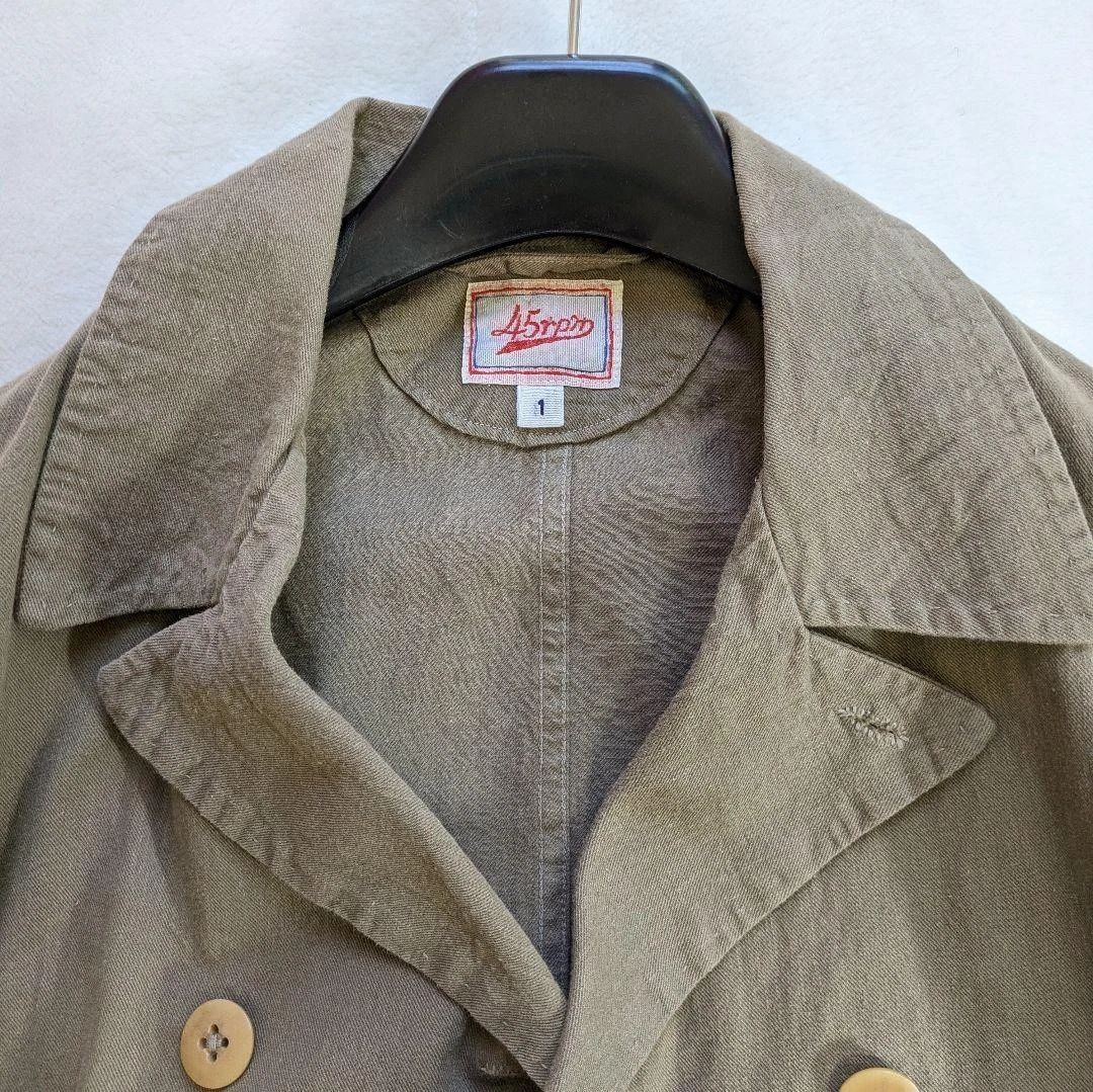 45R / 45rpm Cotton Jacket Collared Double-Breasted Patch Pockets Excellent image 5