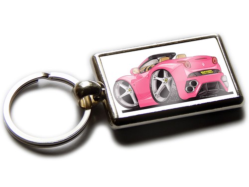 FERRARI CALIFORNIA Rear View Car Koolart Chrome Keyring Picture Both Sides