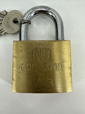 Vintage GOLDDOOR GD Hardened Padlock with 3 Keys 3-3/4