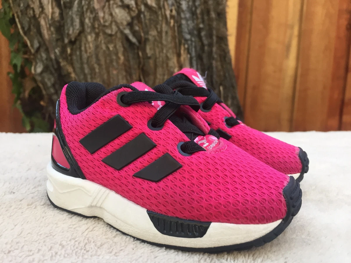 MINT ADIDAS ORIGINALS ZX FLUX TODDLER SCARPE PINK/BLACK/WHITE SZ 4 EU 19 |