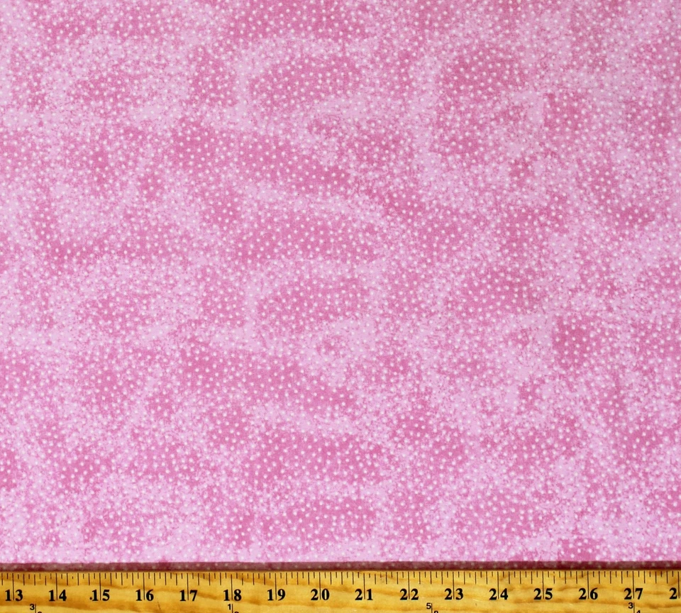 A.E. NATHAN Flannel Polka Dots White on Pink Marbled Cotton Flannel Fabric Print BTY D278.38