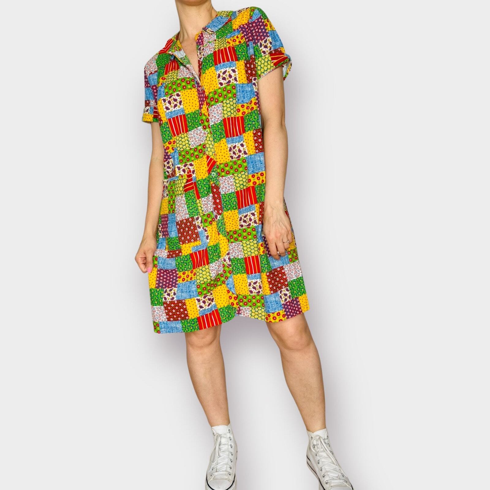 70s Patchwork Print House Coat - image 8