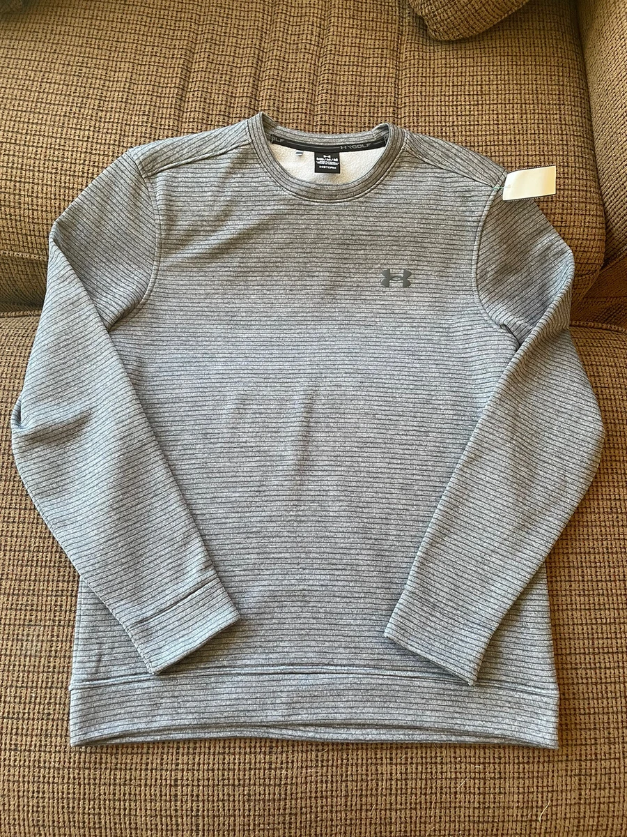 Under Armour Mens Storm Fleece Crew Neck Striped Pullover Gray Med - EUC!