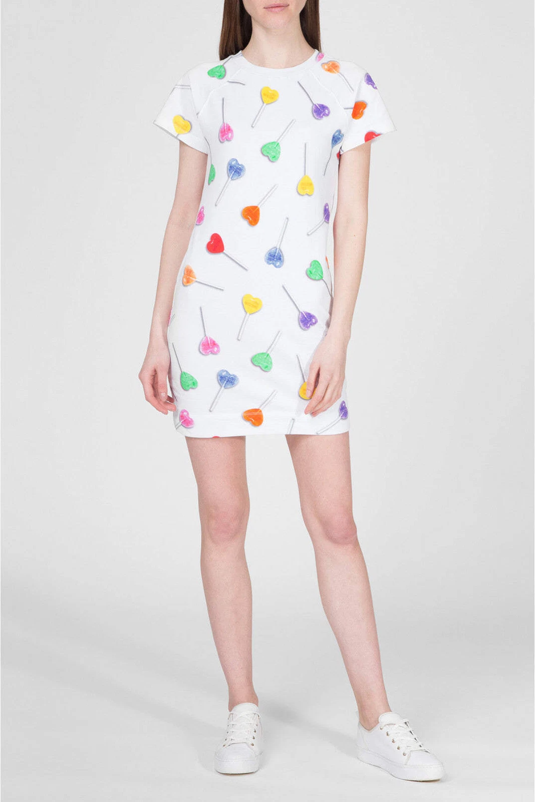 Love Moschino TShirt Mini Abito Lecca Lecca 2 Bianco Manica Corta Cotone (IT38)