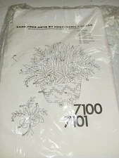 Vintage tri chem, liquid embroidery, Indian border tablecloth, unused,54" x 70"