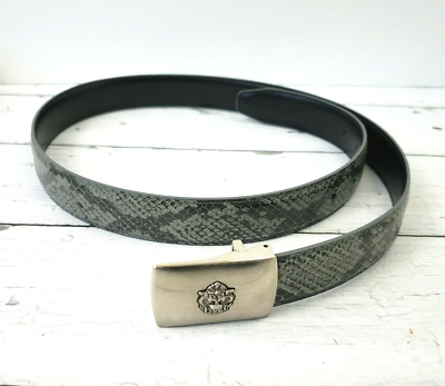 Genuine Snakeskin Belt Leather Silver Tone Buckle Lion Head  display picture 1